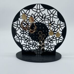 Porte bijoux rond en bois noir