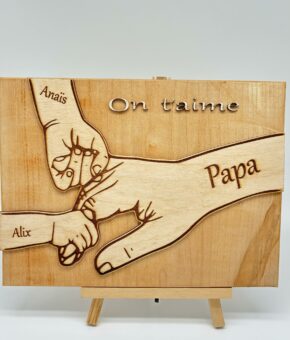 Cadre papa avec mains en bois